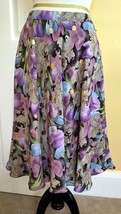 Vintage ANNE CRIMMINS for UMI COLLECTIONS Purple/Gold Floral Full Silk S... - $24.40