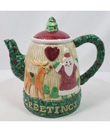 Vintage 1995 Fitz and Floyd Christmas Tea Coffee Pot Ceramic 8 Inch Tall... - $27.12