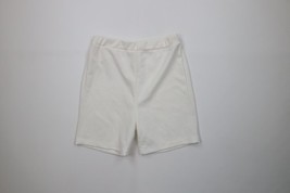 Vintage 70s Streetwear Womens 14 Blank Sheer Knit Shorts White Polyester... - $39.55