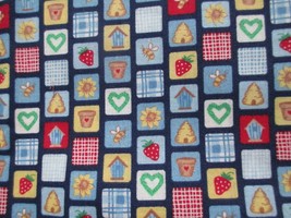 FABRIC NEW Cranston Small Blocks Bees Strawberry Flowers to Quilt Craft Sew $3 - £2.37 GBP