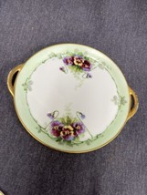 Vintage Bavaria Double Handled Serving Platter 7 3/8” Hand Painted EW Do... - £9.33 GBP