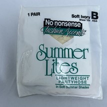 Vtg No Nonsense Fashion Avenue Summer Lites Pantyhose Soft Ivory Size B ... - $16.97