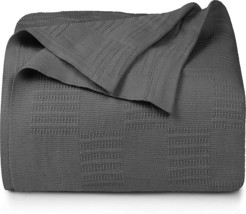 Utopia Bedding 100% Cotton Blanket (Queen Size - 90x90 Inches), Smoke Gray - £34.28 GBP