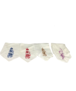 Vintage lot of 4 White Hankie Colored Floral Embroidered Wedding Bride C... - $24.07