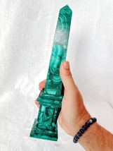 LARGE Natural Malachite Obelisk - Genuine &#39;AAA&#39; Malachite Tower 12 Inch ... - $708.12