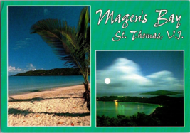 Virgin Islands St Thomas Magen&#39;s Bay Beach Moon Aerial View Unposted 6 x 4 i ns. - £3.94 GBP