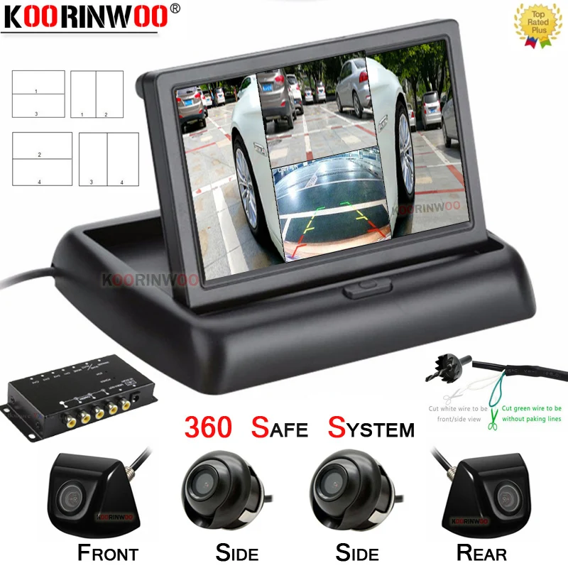 Koorinwoo Multifunction Car Parking Monitor 360 Round Split Switch Combiner 4 - £20.22 GBP+