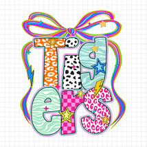 Tigers Mascot Coquette Bow PNG, Funky Leopard Letters PNG, School Spirit... - $46.73 MXN