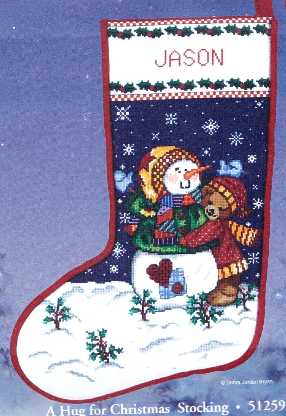 DIY Candamar A Hug for Christmas Snowman Counted Cross Stitch Stocking Kit 51259 - $92.95
