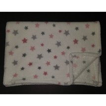 Little Miracles White Pink Gray Stars Fleece Baby Blanket Lovey Girl SOFT - £19.93 GBP