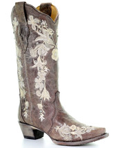 Corral Women&#39;s Flower Embroidery Snip Toe Western Boots - £166.44 GBP