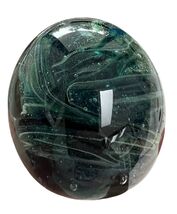 KERRY Art Glass Paperweight Green Swirl Bubble Handmade Ireland Signed 4” - $25.25