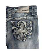 Grace Jeans Womens 27 Blue Boot Cut Low Y2K Cross Rhinestone Embroidered... - $43.31 CAD