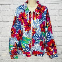 Andy Johns Vintage 80-90s Floral Windbreaker Jacket Size L Womens Nylon ... - £27.20 GBP