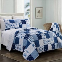 NWT Donna Sharp Patchwork Reversible Shells Twin Comforter Quilt &amp; Tote Bag Set - £36.17 GBP