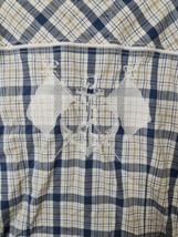 Guess Button Front Shirt Mens L White Blue Plaid Flip Pockets Long Sleeve - £15.37 GBP