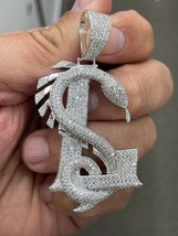 Christmas 3.60Ct Simulated Diamond  Snake Pendant Men 14k White Gold Plated - £82.85 GBP