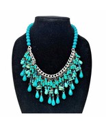 YouSi Turquoise Color Multi Beaded Necklace Vintage 1980&#39;s - £37.67 GBP