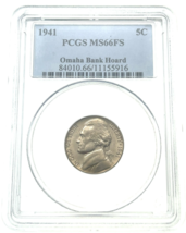1941 5C Jefferson Nickel PCGS MS66FS Full Steps Omaha Bank Hoard - $146.09
