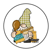 30 Gnome Barbeque Envelope Seals Labels Stickers 1.5&quot; Round Picnic Father&#39;s Day - £5.98 GBP