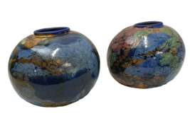 Vintage Artisan Oblong Oval Vases with Oval Opening Lot of 2 - £15.93 GBP