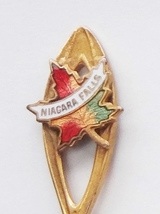 Collector Souvenir Spoon Canada Ontario Niagara Falls Maple Leaf Emblem Goldtone - £1.57 GBP