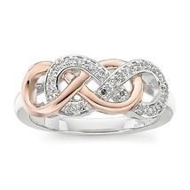 0.15CT Round Simulated Diamond Double Infinity Band Ring 14K White Gold Plated - £58.47 GBP