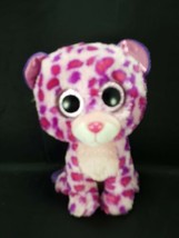 Ty Glamour Beanie Boo Large Plush Leopard Cat Pink Purple Stuffed Animal 8” - £9.32 GBP