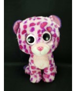 Ty Glamour Beanie Boo Large Plush Leopard Cat Pink Purple Stuffed Animal 8” - £9.33 GBP