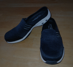 SKECHERS AIR-COOLED RELAXED FIT MEMORY FOAM GRAY/BLK SLIP ON SHOES-8--WO... - $17.99