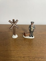 Vintage Lefton Village Figures Conductor Train Master W/ Trunk  And RR C... - $9.79