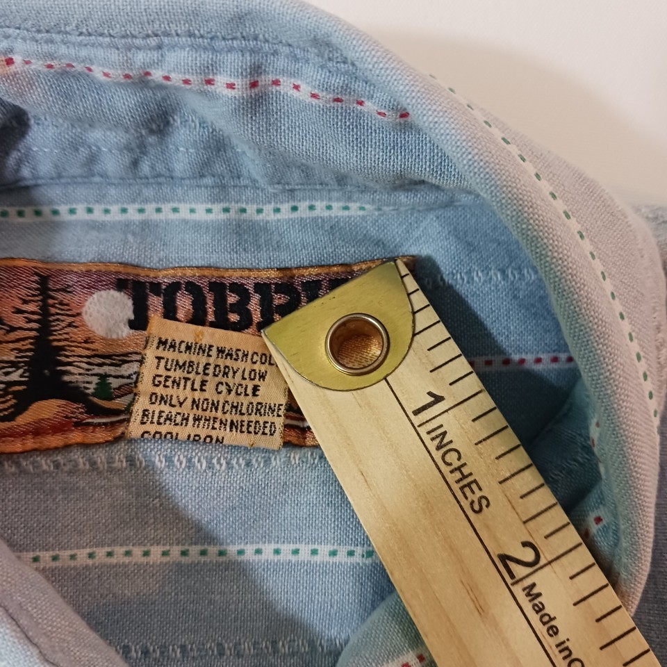 Vintage TOBRUK RN#64513 Men's Gray Cotton Stripes Button Up Shirt Long Sleeve M Item image 4