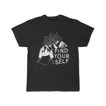 Unisex Black And White &#39;Find Yourself&#39; Short Sleeve Tee | Vintage Campin... - £15.35 GBP+