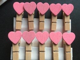 Pink Heart party favor decorations,Pin Clothespins,60pcs Wooden Paper Clips - $3.90+