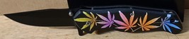 Marijuana Leaves Leaf Cannabis Weed Spring Assisted Knife Blade Belt Clip Multi - £11.63 GBP