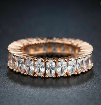 1.25CT Oval Cut Diamond 14k Rose Gold Finish Full Eternity Ring Engagement Band - £74.96 GBP