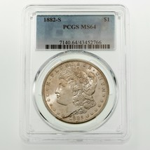 1882-S Silver Morgan Dollar Graded by PCGS as MS-64 - $197.98