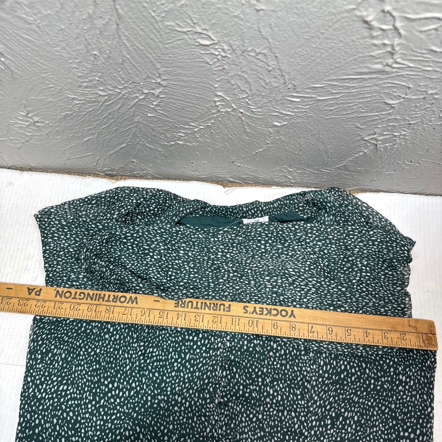 Joie Green Polka Dot Mini Dress Balloon Long Sleeve Shift Chiffon Size Large Item image 6