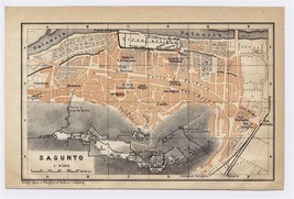 1913 Original Antique City Map Of Sagunto / Valencia / Spain - £16.86 GBP