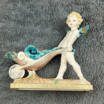 Vintage FONTANINI CHERUB Figurine w Wheelbarrow Depose Italy Angel Spider Mark - $28.04