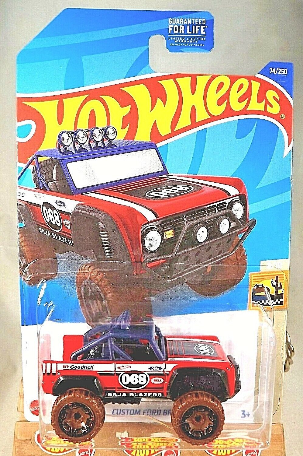 2022 Hot Wheels #74 Baja Blazers 8/10 CUSTOM FORD BRONCO Red w/Black Beadloc Rim