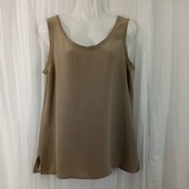 Dana B &amp; Karen 100% Silk Tank Top Tan Beige Sleeveless Layering Shell Si... - £38.59 GBP