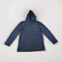 Hollister Mens Sz L Blue Hoodie Pullover Textured Knit Logo Pocket Cotto... - $22.99