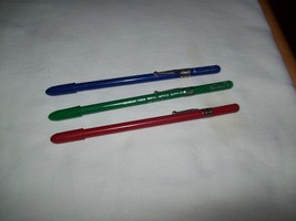 Lot of 3 Vintage LINDY Pens office pen blue green red Culver City / Holl... - $19.79