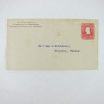 US Postal Stationery Garrison &amp; Studebaker Florence Kansas 2 cent Antique - £7.98 GBP