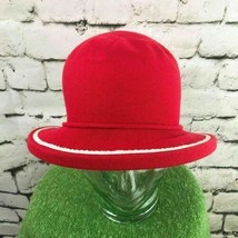 Womens One Sz Hat Red Brimmed Bucket Cloche Sun Cap - $19.79