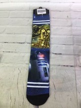 Star Wars C-3PO R2-D2 Sublimated Lightweight Crew Socks 1 Pair Shoe Size... - $10.39