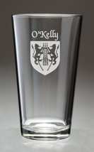 O&#39;Kelly Irish Coat of Arms Pint Glasses - Set of 4 (Sand Etched) - £54.35 GBP