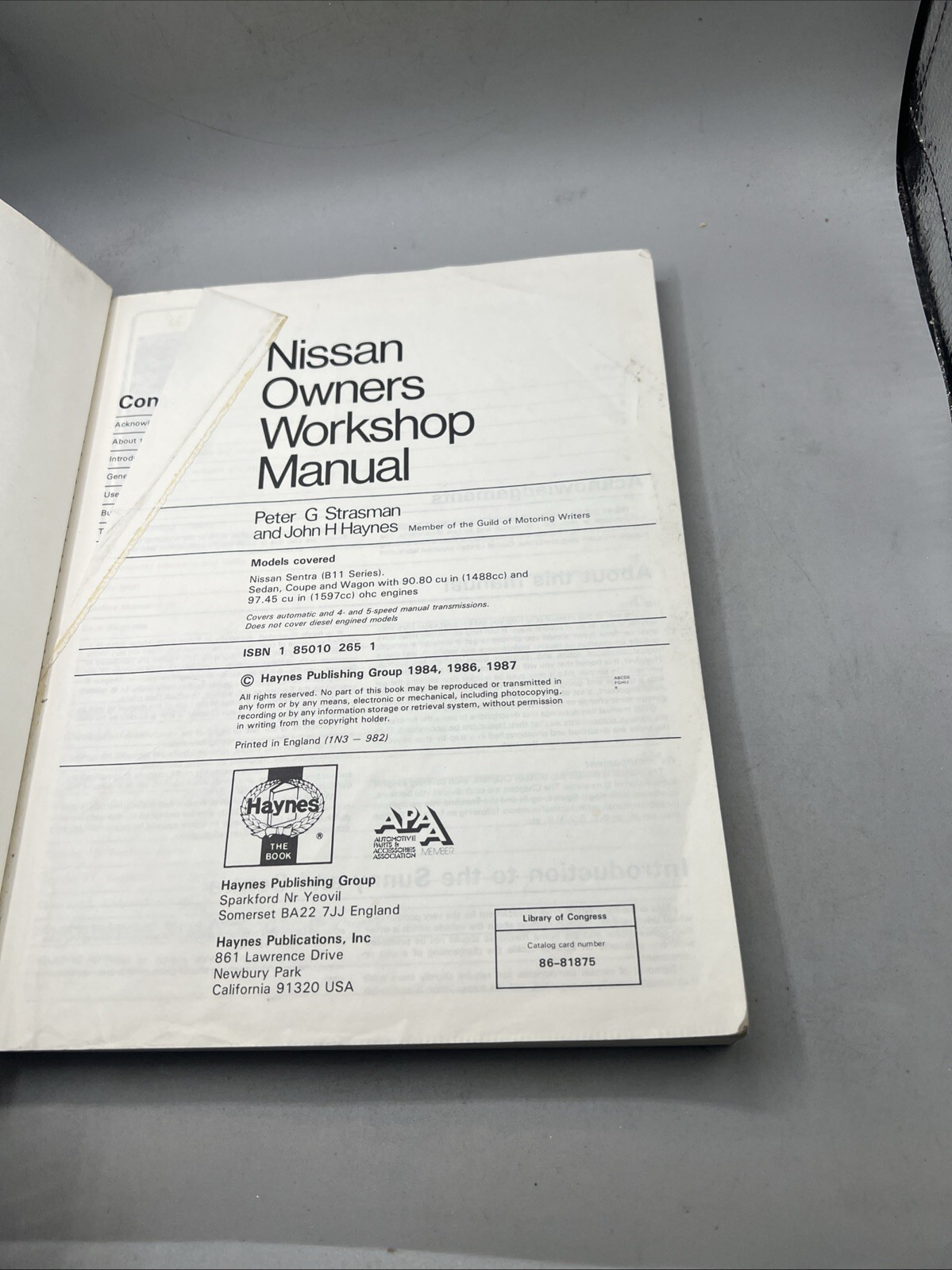 Nissan  Sentra 1982-1986  Datsun Workshop Auto Repair Manual Item image 3