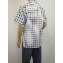 Men 2pc Walking Leisure Suit Short Sleeves By DREAMS Checker 283-10 Gray image 2